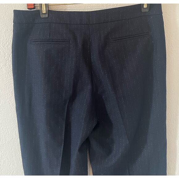 Women's Sandro Navy w Silver Metallic Stripped Threads Pants Size 40/ US 8 - Picture 4 of 11